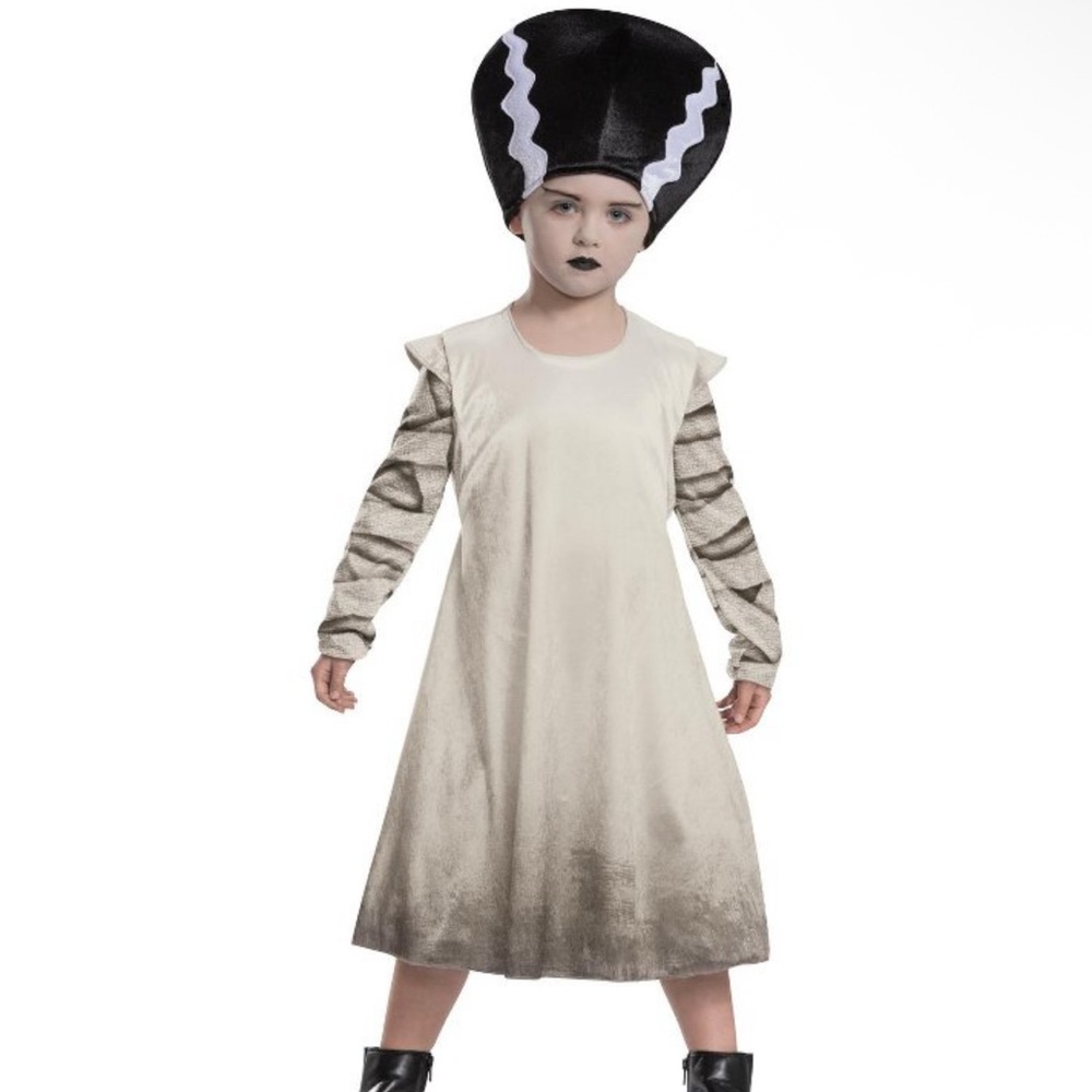 Kids Monsters Bride of Frankenstein Girls Child Classic Costume Dress size 4-6x